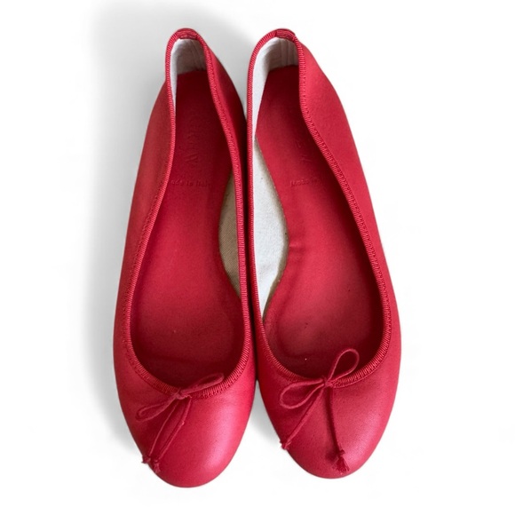 J. Crew Shoes - J. Crew Italian Leather Classic Ballet Flats Bow Detail Christmas Preppy Red 6
